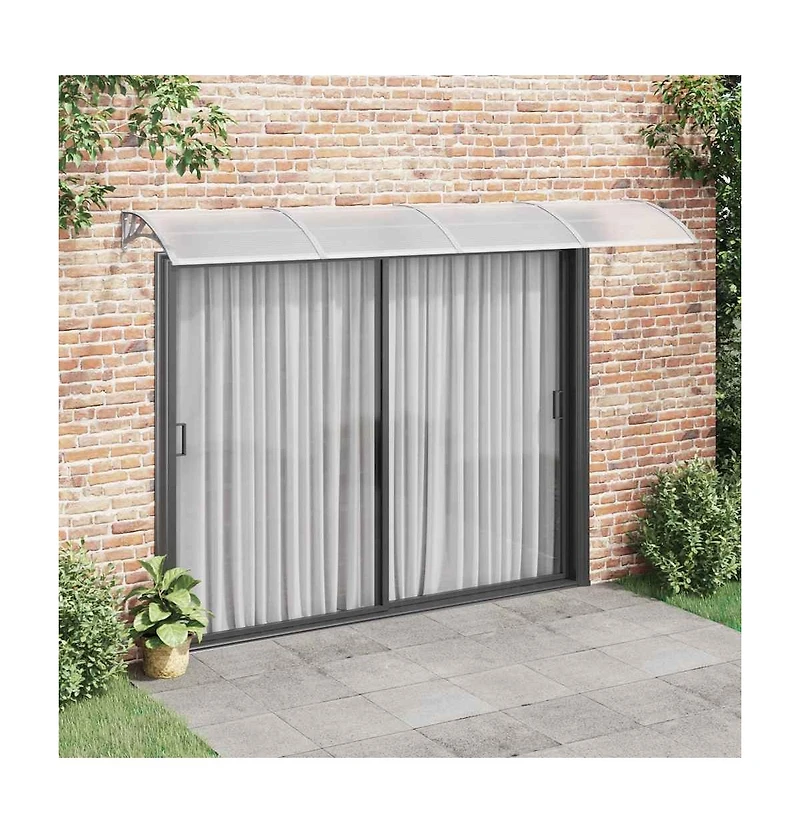 Door Canopy Gray and Transparent 137.8"x29.5" Polycarbonate