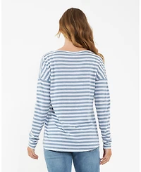 Ripe Maternity Maternity Lionel Long Sleeve Nursing Tee in Petrol and White - Stylish and Comfortable Wear