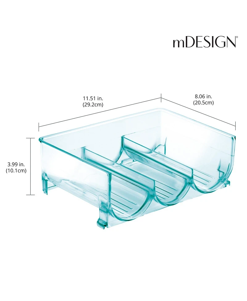 mDesign Plastic Free-Standing Stackable 3 Bottle Storage Rack, 2 Pack, Blue Tint, Usa Made