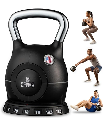 Lifepro PowerStone Adjustable Kettlebell – 3.5 to 22.5 lb 7-in-1 Weight Set with Quick-Select Dial for Full-Body Workouts