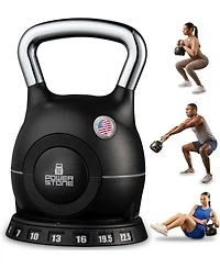 Lifepro PowerStone Adjustable Kettlebell – 3.5 to 22.5 lb 7-in-1 Weight Set with Quick-Select Dial for Full-Body Workouts