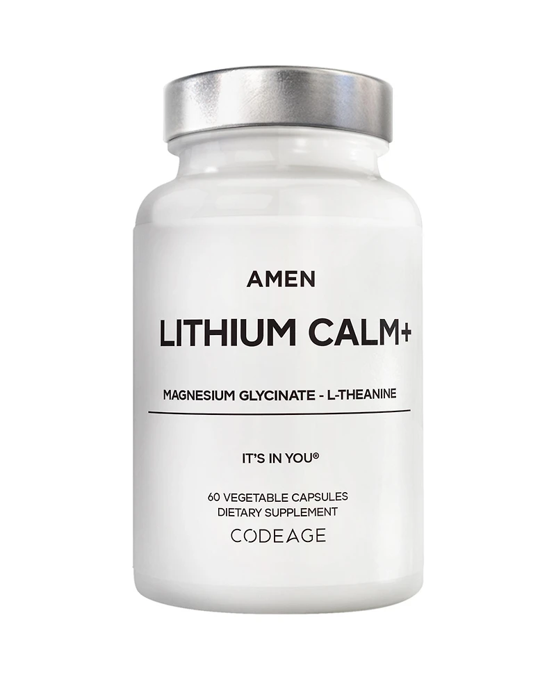 Amen Lithium Calm+ Supplement - Lithium Orotate Pills with Magnesium Glycinate & Oxide, L-Theanine - Gluten-Free, Non-gmo