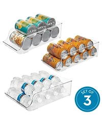 iDesign Set of 3 Water Bottle Organizer and Soda Can Dispenser - Clear
