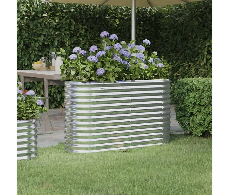 Garden Raised Bed Silver Powder-coated steel Large Durable