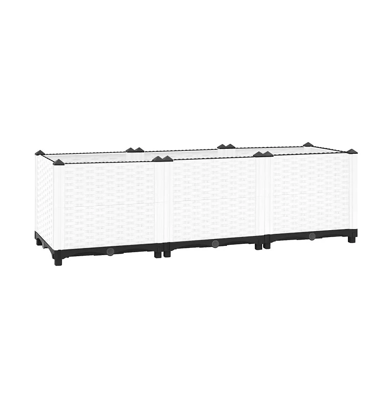 vidaXL Raised Bed White Polypropylene 47.2 x 15.7 x 15.0 in Durable