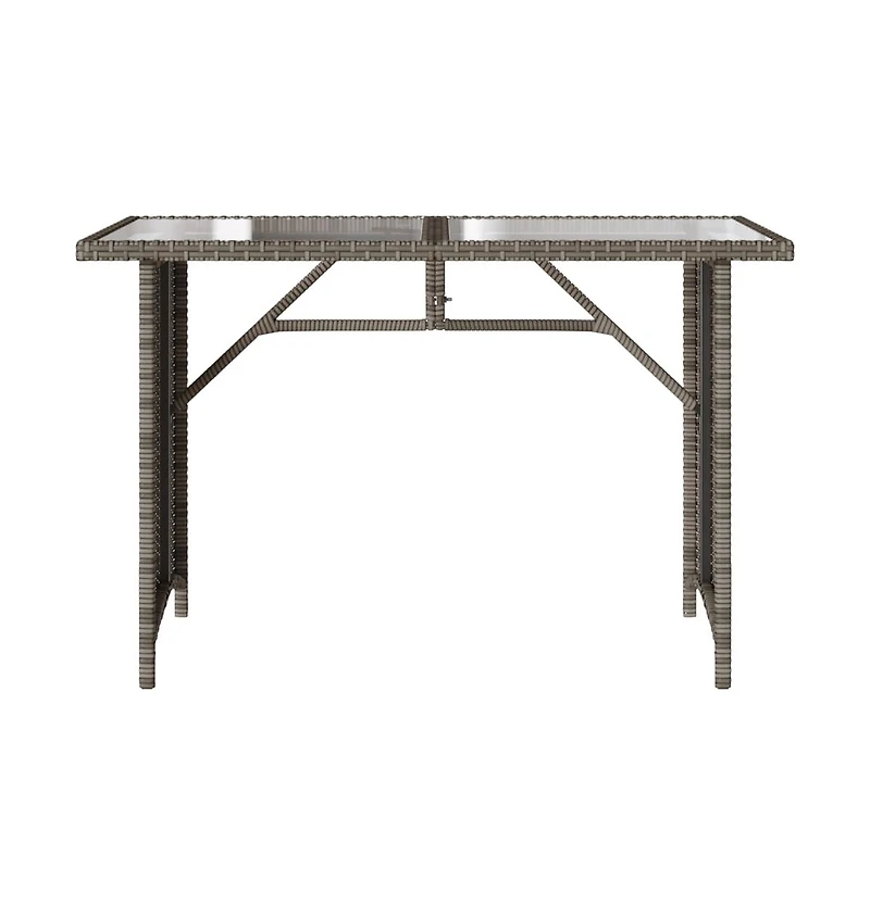 vidaXL Garden Table Grey Pe rattan, powder-coated steel, tempered glass