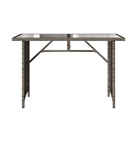 vidaXL Garden Table Grey Pe rattan, powder-coated steel, tempered glass