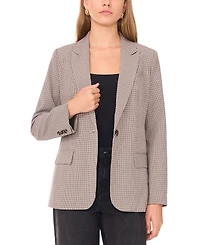 1.state Women's Peak Lapel Button Front Small Check Blazer