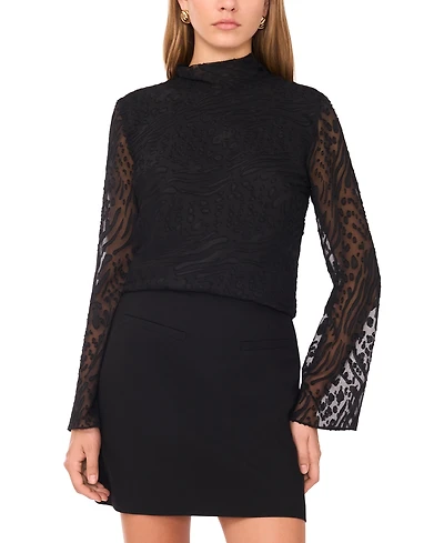 1.state Women's Long Bell Sleeve Open Back Tie Top