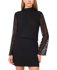 1.state Women's Long Bell Sleeve Open Back Tie Top