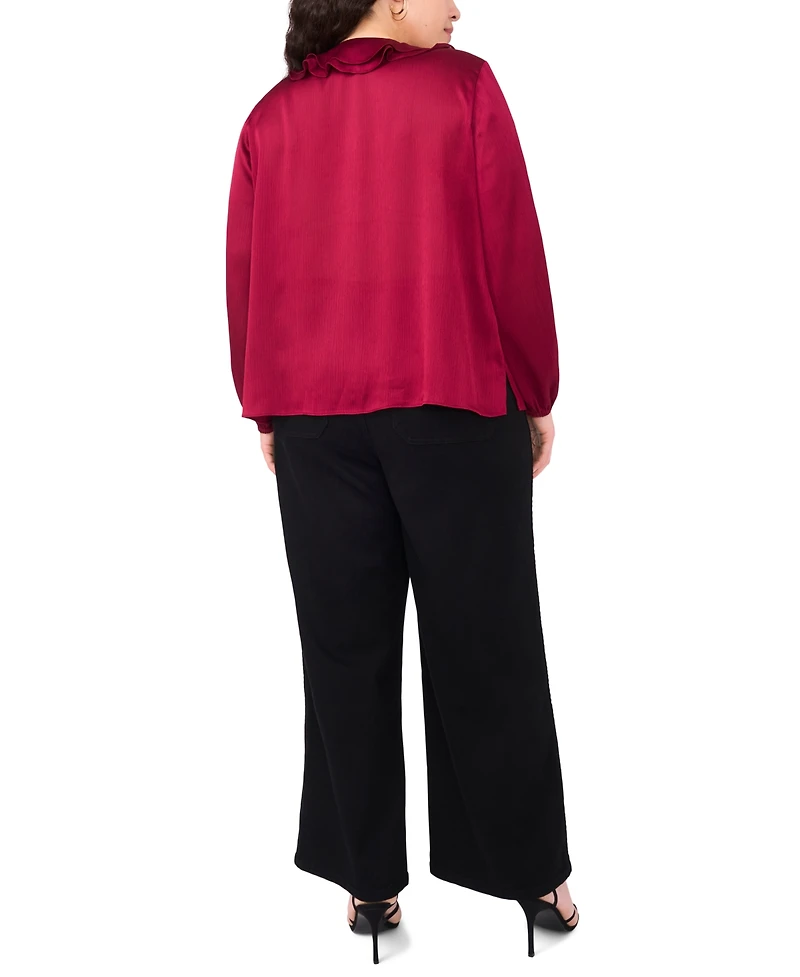 Vince Camuto Plus Double Ruffle Front V-Neck Blouse