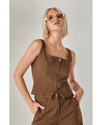 Nasty Gal Women's Zip Front Sleeveless Tailored Top