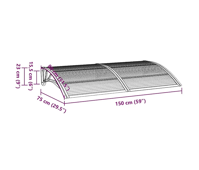 vidaXL Door Canopy Black Polycarbonate sheets 59.1 x 29.5 in Durable