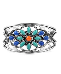American West Jewelry Sterling Silver Multi Gemstone Bold Cluster Cuff, Size Large