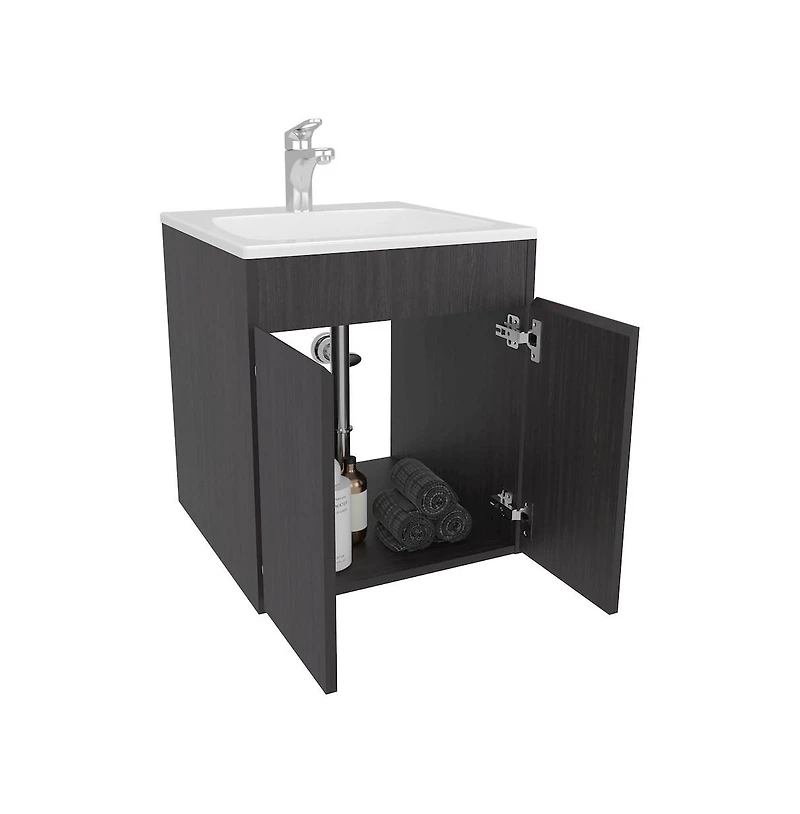 Tuhome Bathroom Vanity 45 Meka Black Mdf