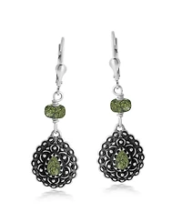 American West Jewelry Sterling Silver Serpentine Pear-Shaped Concha Lever Back Earrings