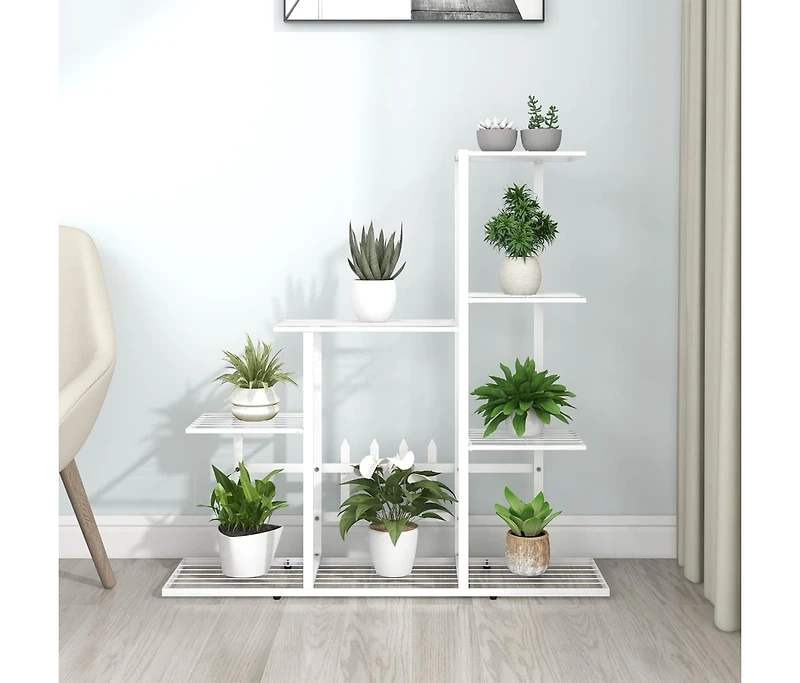 Plant Stand White Metal Medium Durable Flower Stand