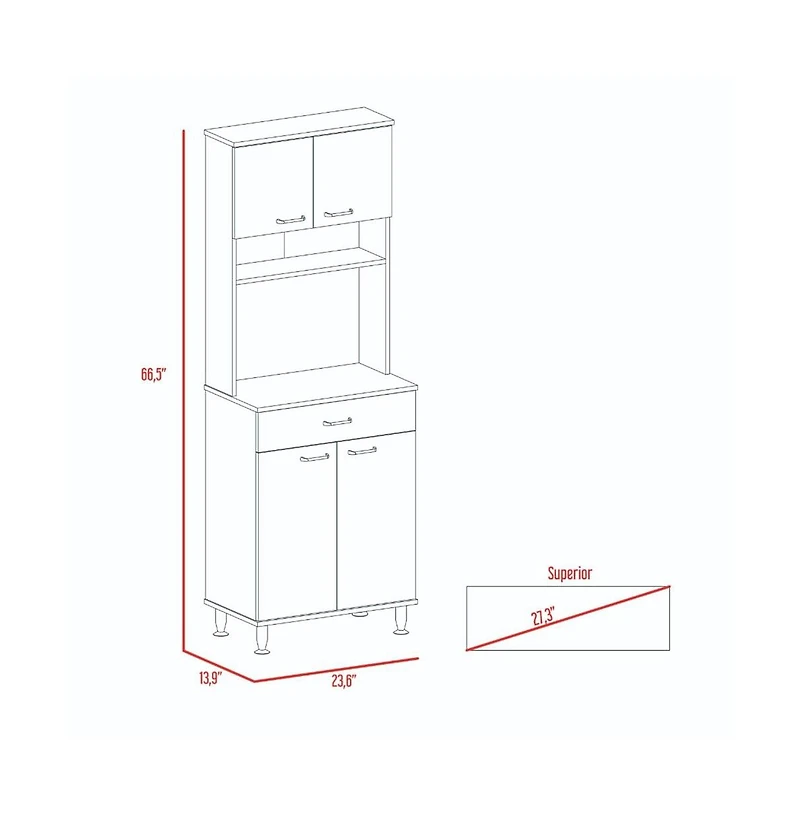 Tuhome Della 60 Pantry White Mdf
