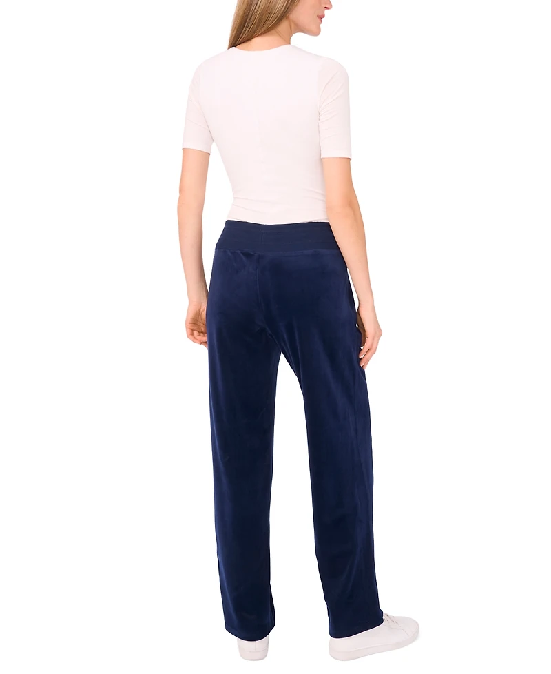 Vince Camuto Women's Velour Drawstring-Waist Straight-Leg Pants