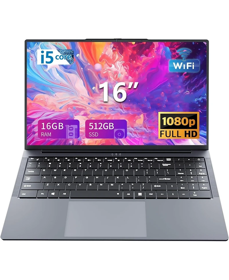 Kuu 16 inch Gaming Laptop,Core i5 Laptops,up to3.60 GHz,16 Gb Ram 512 Gb Ssd, Business Notebook Computer,Supports 180 Angle Opening,Full Hd Ips Displa