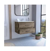 Tuhome Praga Floating Vanity Sink Dark Brown / White Mdf