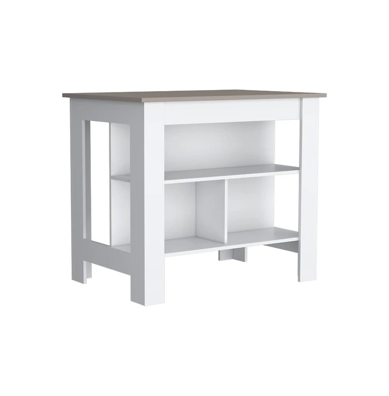 Tuhome Cortes Kitchen Island White - Taupe Mdf