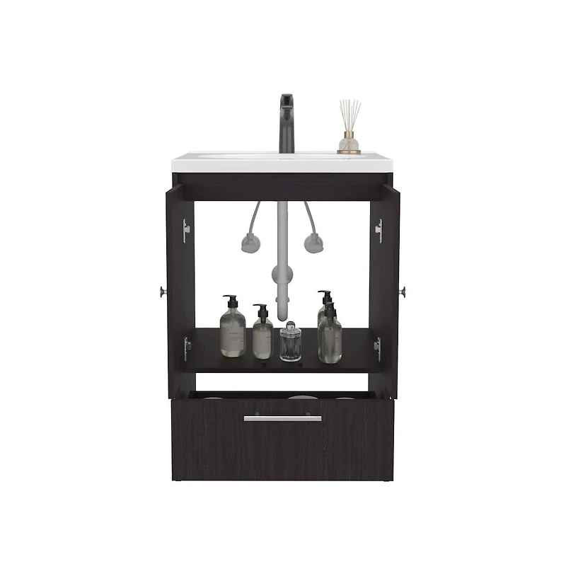 Tuhome Bathroom Vanity with Two Doors, Madison Black Mdf