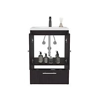 Tuhome Bathroom Vanity with Two Doors, Madison Black Mdf