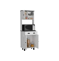 Tuhome Salen Kitchen Pantry White/Black Mdf