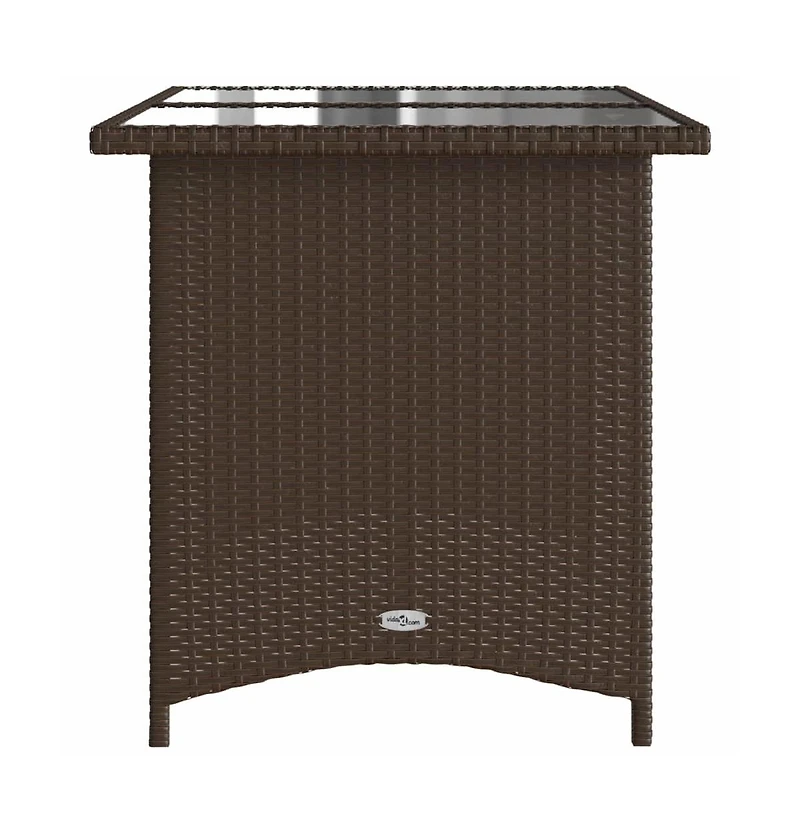 vidaXL Garden Table Brown Pe Rattan 43.3 x 26.8 in