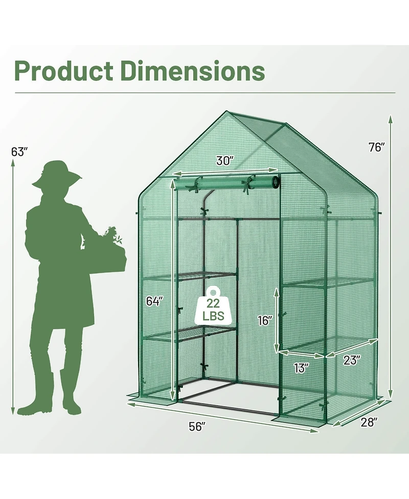 Costway Portable Mini Walk In Outdoor 4 Tier 8 Shelves Greenhouse