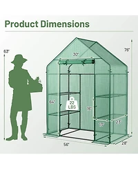Costway Portable Mini Walk In Outdoor 4 Tier 8 Shelves Greenhouse