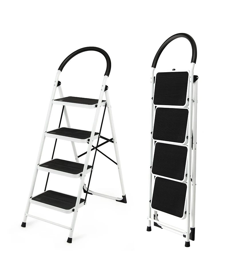 Costway 4 Step Ladder Folding Stool Heavy Duty 330Lbs Capacity Industrial Lightweight