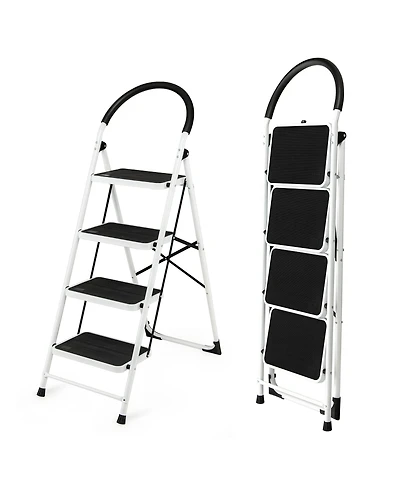 Costway 4 Step Ladder Folding Stool Heavy Duty 330Lbs Capacity Industrial Lightweight