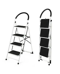 Costway 4 Step Ladder Folding Stool Heavy Duty 330Lbs Capacity Industrial Lightweight