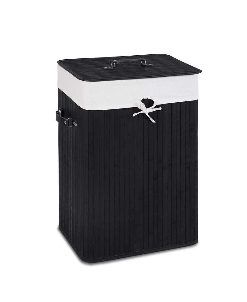 Rectangle Bamboo Hamper Laundry Basket Washing Cloth Bin Lid