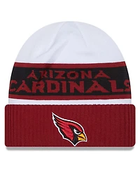 New Era Men's White/Cardinal Arizona Cardinals 2023 Sideline Tech Cuffed Knit Hat
