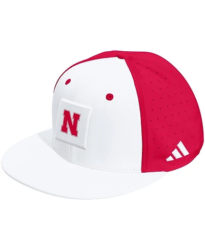 Adidas Men's and Women's White/Scarlet Nebraska Huskers Performance Flat Bill Adjustable Hat