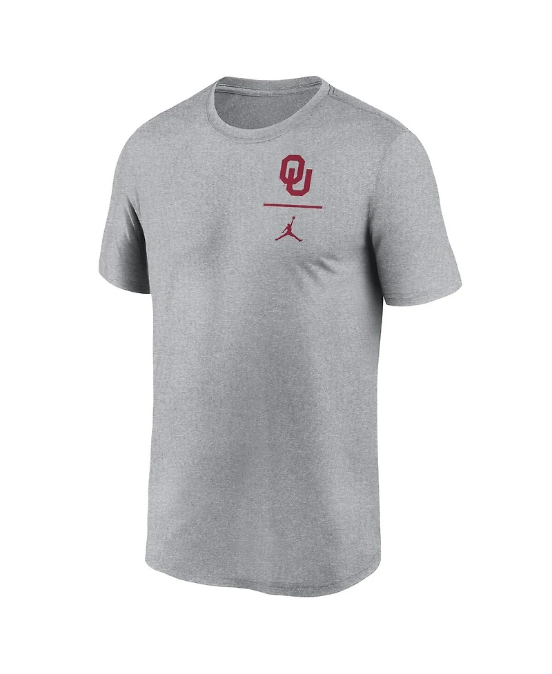 Jordan Men's Heather Gray Oklahoma Sooners Primary Logo Legend Performance T-Shirt