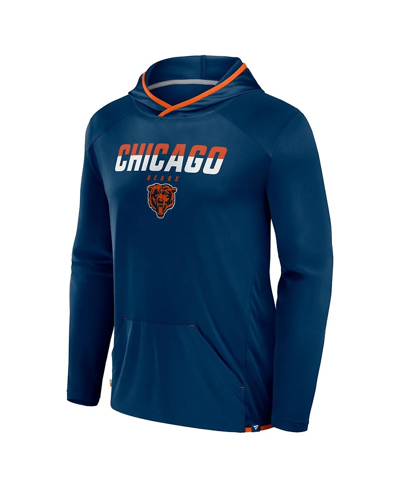 Fanatics Men's Navy Chicago Bears Transitional Defender Hoodie Long Sleeve T-Shirt