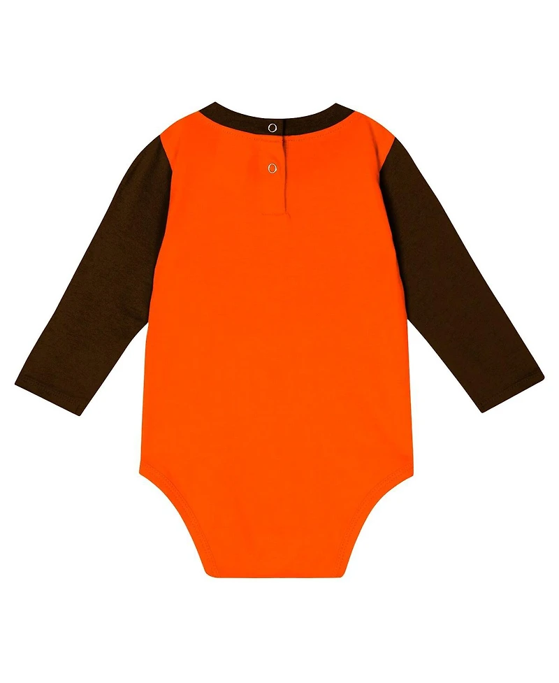 Outerstuff Baby Boys and Girls Brown Cleveland Browns Double Up Long Sleeve Bodysuit Pants Set