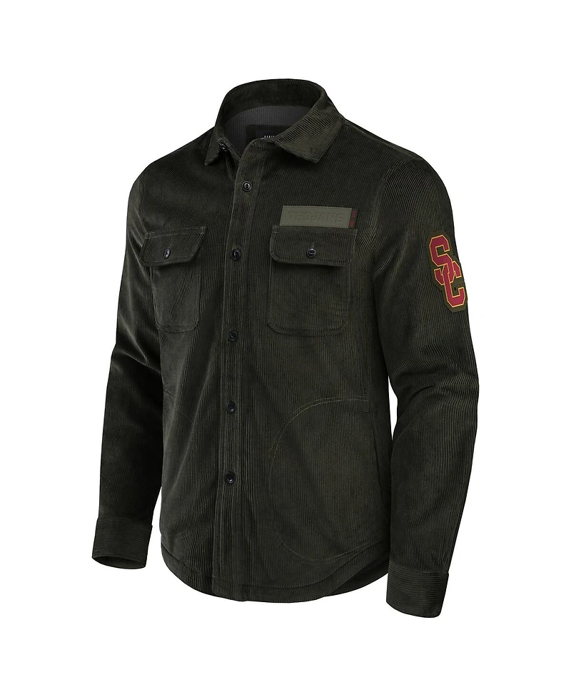 Darius Rucker Collection by Fanatics Men's Olive Usc Trojans Corduroy Full-Button Shacket