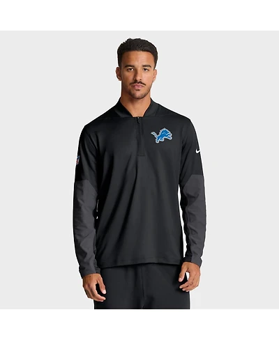 Nike Men's Black Detroit Lions Sideline Feel the Pressure Performance Half-Zip Pullover Sweatshirt