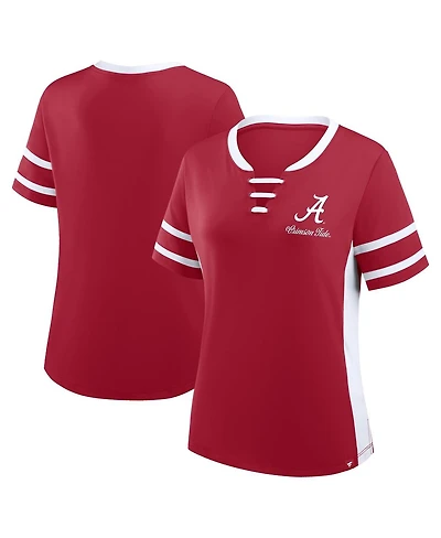 Fanatics Women's Crimson/White Alabama Crimson Tide Be Fearless Athena Lace-Up T-Shirt