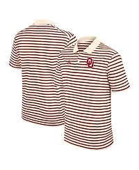 Jordan Men's Tan/Crimson Oklahoma Sooners Striped Primary Logo Performance Polo Shirt