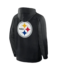 Fanatics Men's Black Pittsburgh Steelers Checkdown Pass Full-Zip Hoodie