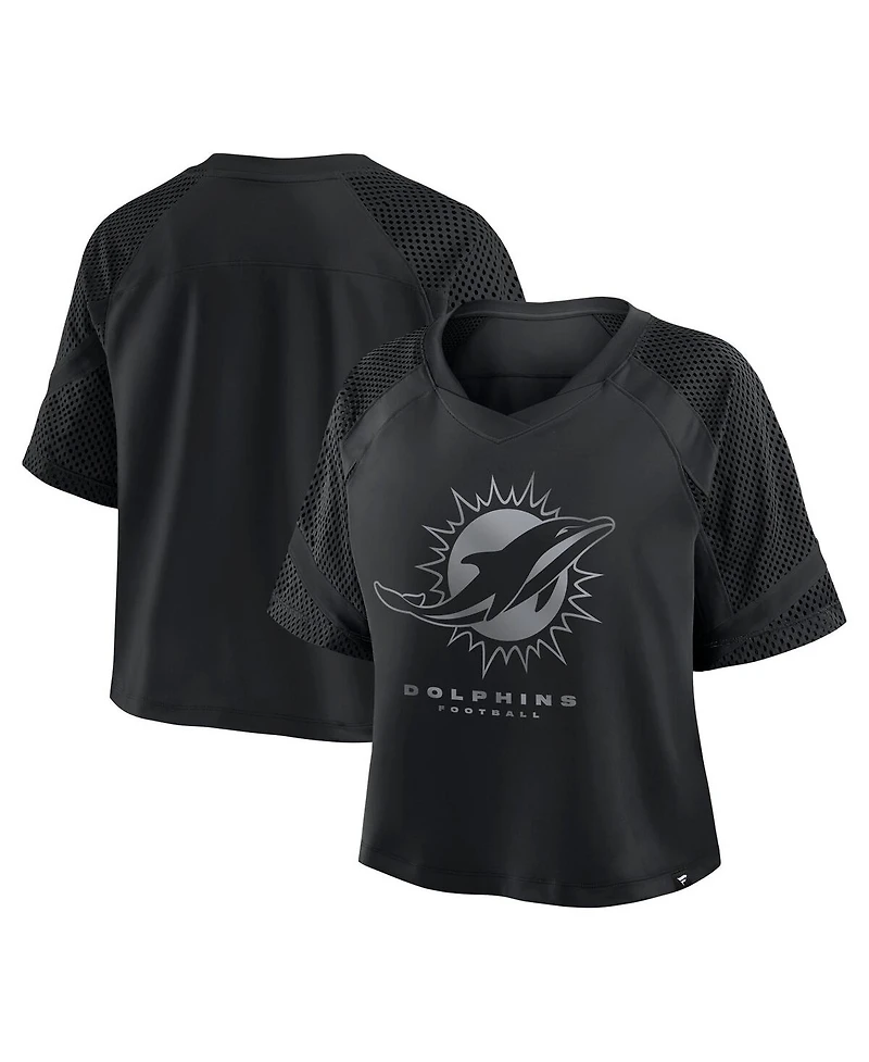 Fanatics Women's Miami Dolphins Oversized Raglan V-Neck Blackout Fashion Jersey