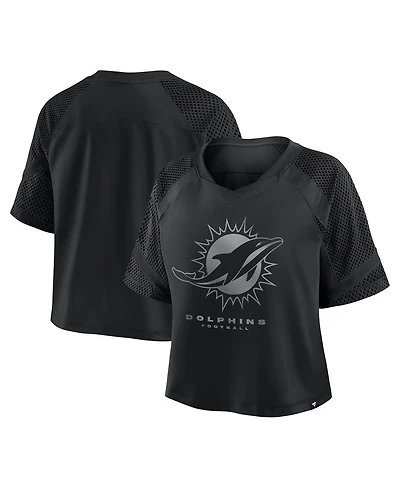 Fanatics Women's Miami Dolphins Oversized Raglan V-Neck Blackout Fashion Jersey