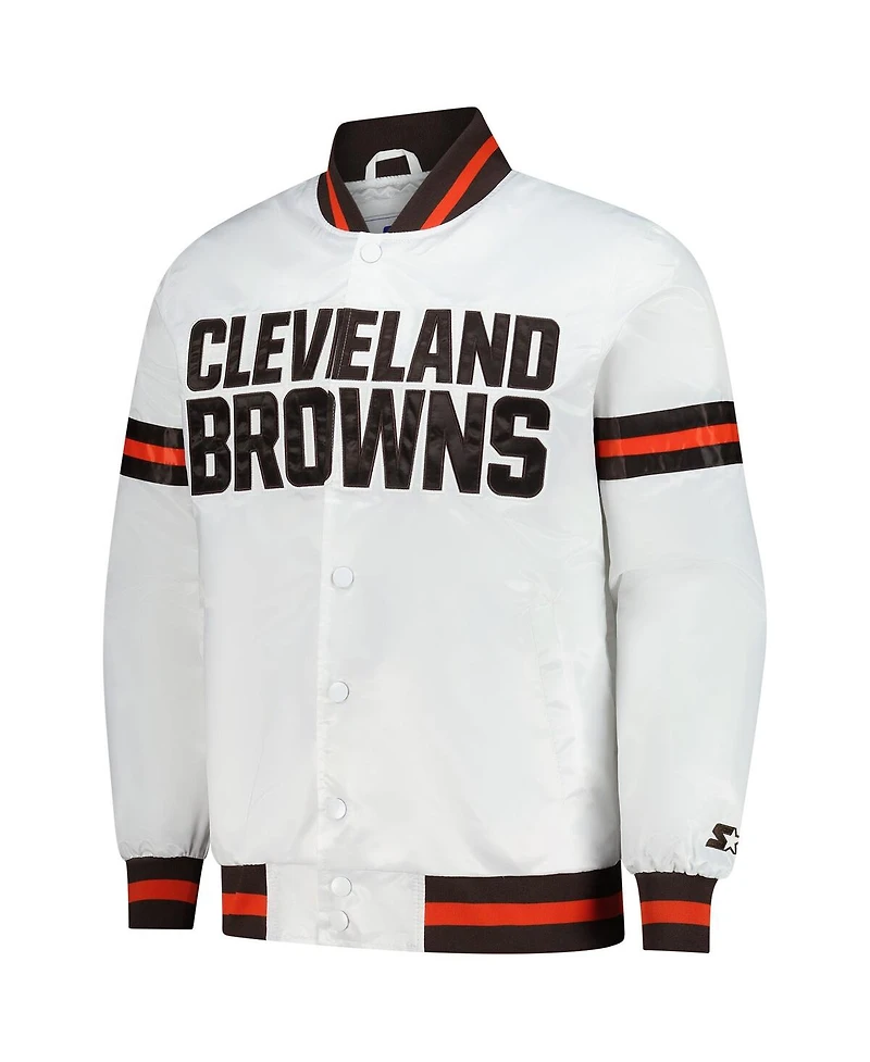 Starter Men's White Cleveland Browns Scout Full-Snap Varsity Jacket
