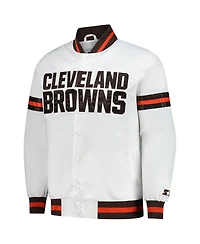 Starter Men's White Cleveland Browns Scout Full-Snap Varsity Jacket